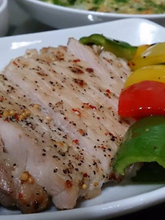 氣炸椒鹽豬排佐甜椒 的食譜成品照片