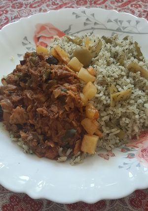 عکسی از دستور باقالی پلو با تن ماهی🐟