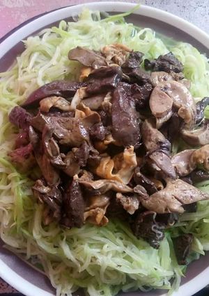 Hình của món Su su xào lòng gà.