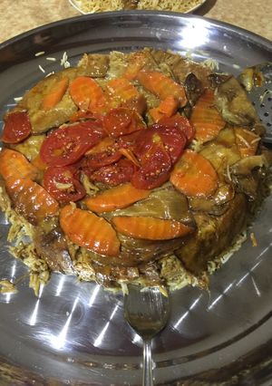 صورة لوصفة مقلوبة باللحمه بطريقتي