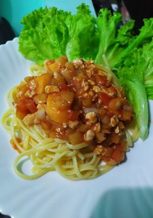 รูปของ สปาเก็ตตี้ไก่สับ