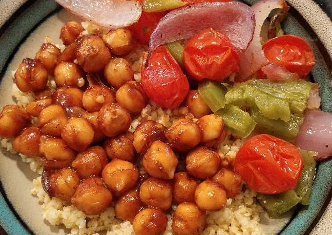 Steps to Make Jamie Oliver BBQ roasted chickpea bowls (vegetarian / vegan)