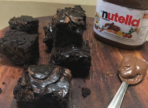 A picture of Eggless Wholewheat Nutella Brownies.