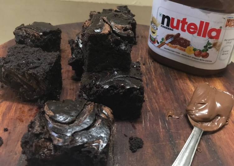Eggless Wholewheat Nutella Brownies