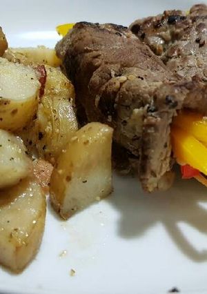 Una foto de Rollitos de bisteces con morrón