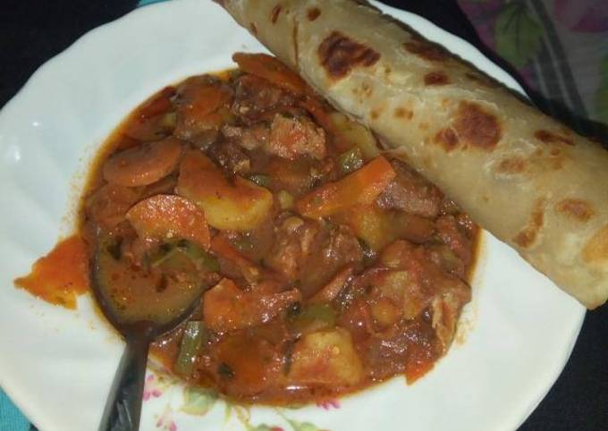 Beef stew served with chapati# authormarathon#