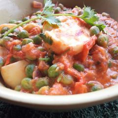 Egg curry with peas A picture of Egg curry with peas.