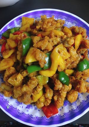 Hình của món Thịt chiên giòn xào chua ngọt kiểu Hàn.
