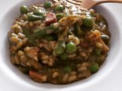 Una foto de risoto de panceta
