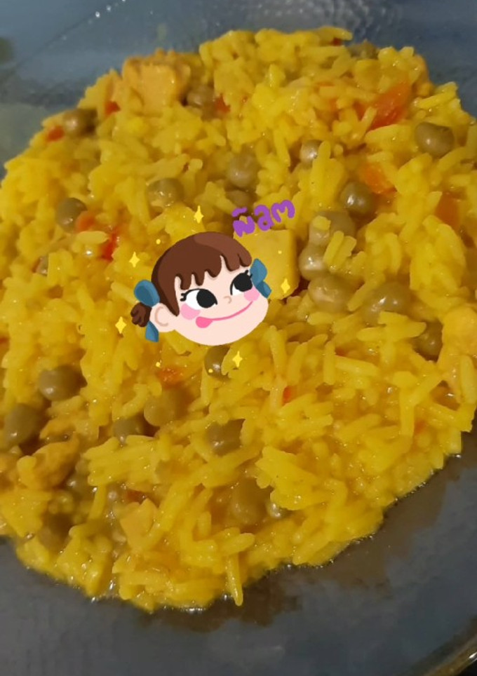 Una foto de Risotto de arroz con pollo