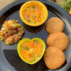 Egg muffin peanut butter cookies and brown chana sprout salad A picture of Egg muffin peanut butter cookies and brown chana sprout salad.