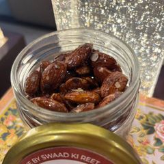 A picture of Diwali special honey chilli almonds.