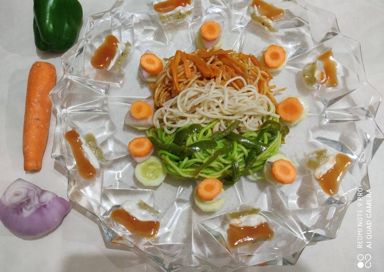 Recipe of Super Quick Homemade Tricolour noodles
