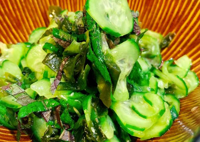 Cucumber with Shiso sweet vinaigrette salad