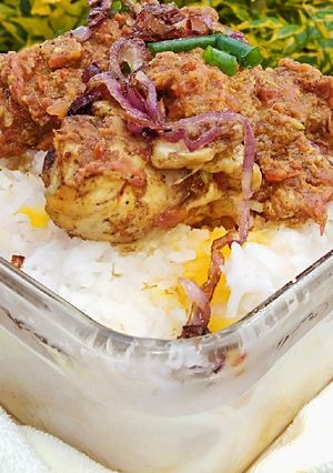 A picture of Oven baked chicken biryani # delightful baking#team contest.