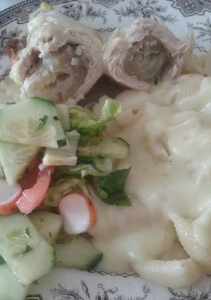 Une photo de Gratins de roulé de poulet aux endives