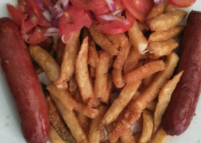 Fries with choma sausages
