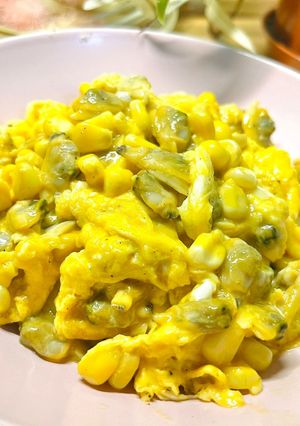 玉米蜆肉炒蛋 的食譜成品照片