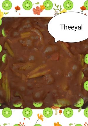 A picture of Snakegourd and drumstick theeyal.