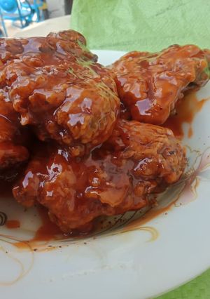A picture of Crisp Chicken with Korean Sauce...