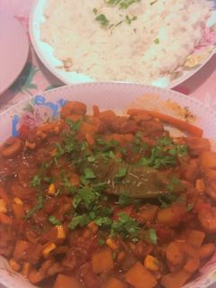 صورة لوصفة ربيان بالخضار 🥕🥔