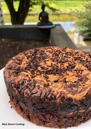 A picture of Chocolate Peanut Marble Cake | Cooker Cake | Its My Bestie Birthday.