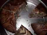 এগ লেস চকলেট জেব্রা কেক (egg less chocolate zebra cake recipe in Bengali)