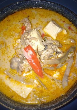 Foto resep Jantung pisang masak santan tahu putih