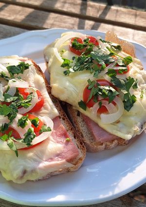 Sonkás-tükörtojásos melegszendvics recept fotója