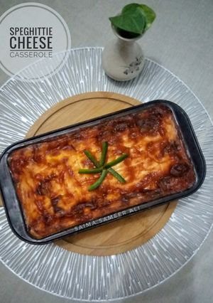 A picture of Spaghetti cheese casserole.