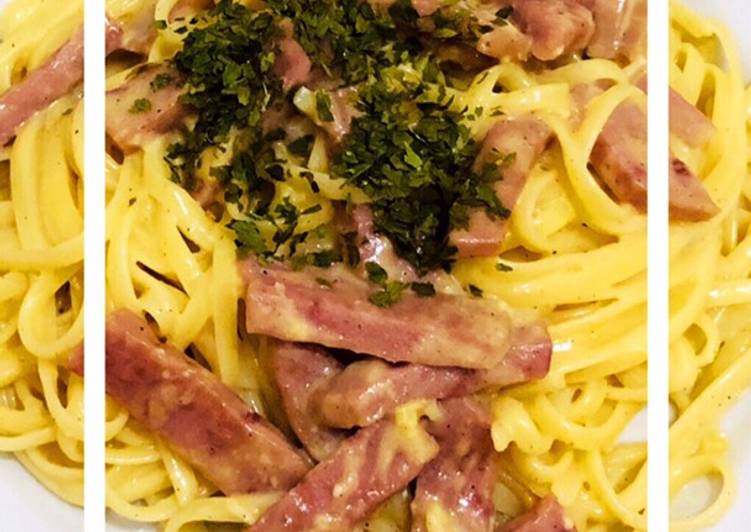 Resep Creamy Fettuccine carbonara 🍝, Enak