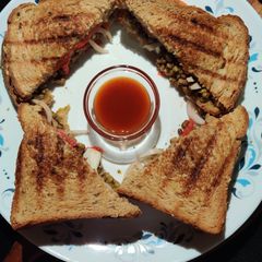 A picture of Grilled Green Moong Sandwich..