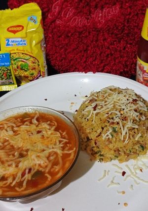 मैगी सूप विद मैजिक मसाला राईस(Maggi soup with magic masala rice recipe in Hindi) रेसिपी मुख्य फोटो