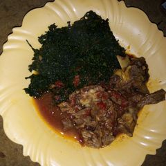 A picture of Beef stew with kienyeji #4 week challenge.