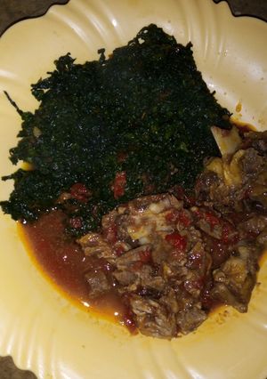 A picture of Beef stew with kienyeji #4 week challenge.