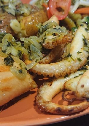 A picture of Grilled Octopus and Potatoes.