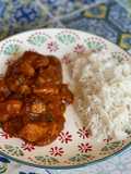 Pollo a la mantequilla Indio (butter chicken) con arroz basmati