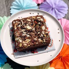 Whole Wheat Dry Fruits Chocolate Cake – Cooker Cake – No Egg, No Maida, No Butter A picture of Whole Wheat Dry Fruits Chocolate Cake – Cooker Cake – No Egg, No Maida, No Butter.