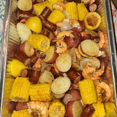A picture of New Years Eve/Birthday Celebration Shrimp Boil.