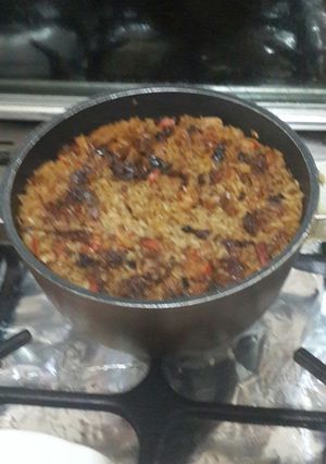 صورة لوصفة رز احمر بالكابوريا