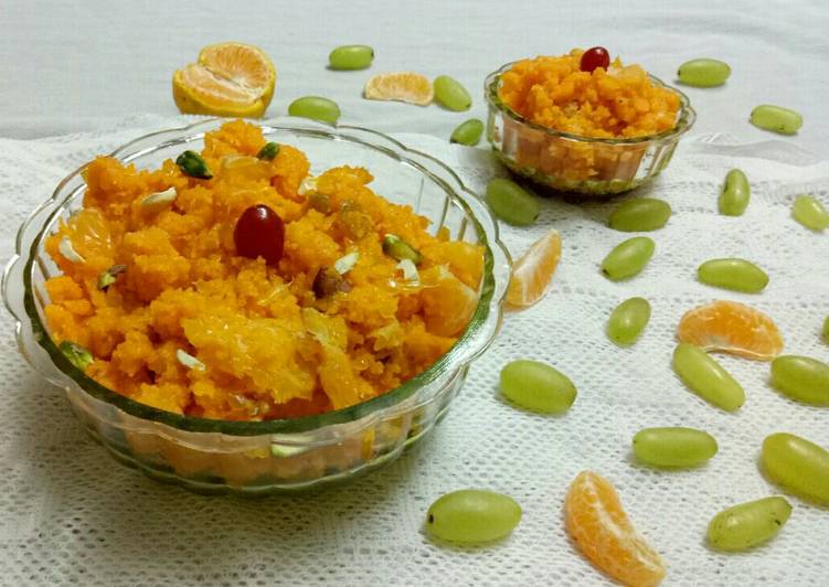 Recipe of Any-night-of-the-week Orange sooji halwa