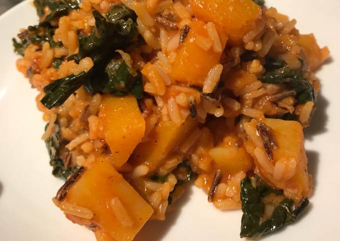 Butternut squash curry with long grain and wild rice