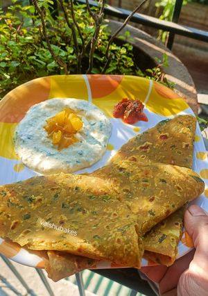 A picture of Horsegram Paratha With Green Vegetables.