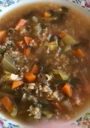 Una foto de Sopa de verduras con arroz