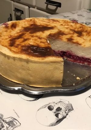 Une photo de Flan pâtissier aux pêches de vigne