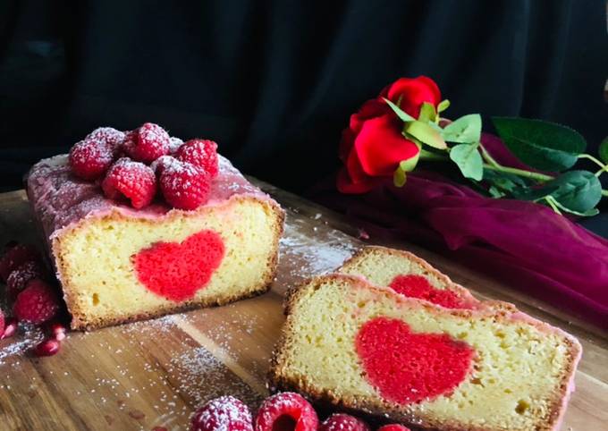 Hidden heart raspberry cake