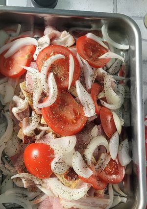 Sertéscomb sonkával szalonna és sajt recept fotója