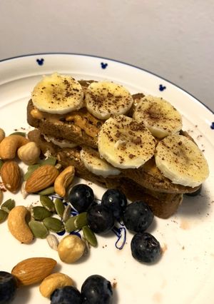 雙層可可香蕉花生醬吐司 的食譜成品照片