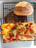 Pumpkin Foccacia with Capers Sherry Tomato and Pumpkin Seed + Onion🍞🍅🎃