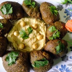 Chikpea Spinach Falafel with Hummus A picture of Chikpea Spinach Falafel with Hummus.